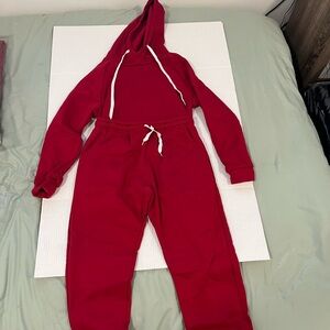 Vibrant Red Hoodie and Sweatpants Set